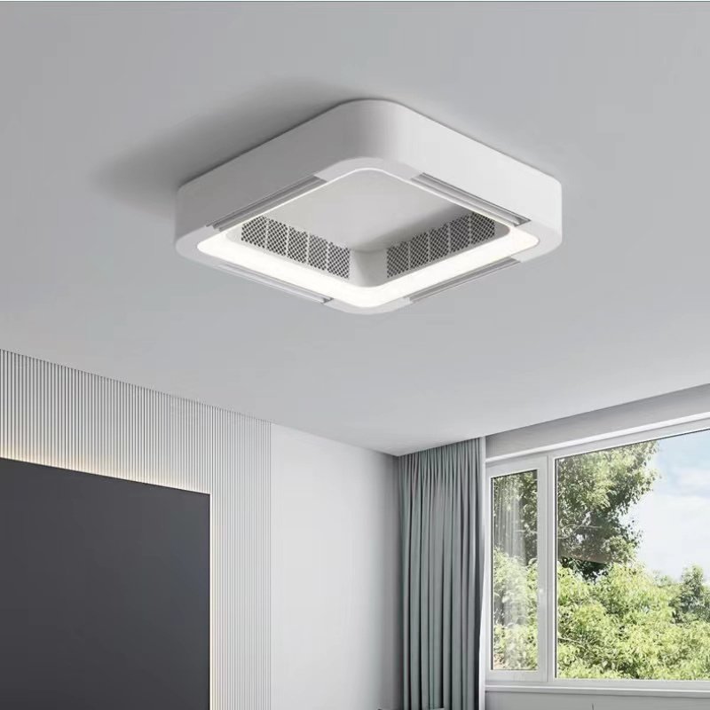 New Modern Simple Ceiling Lamp without Vane Blade Less Ceiling Box Fan Remote Control Square Bladeless Ceiling LED Light