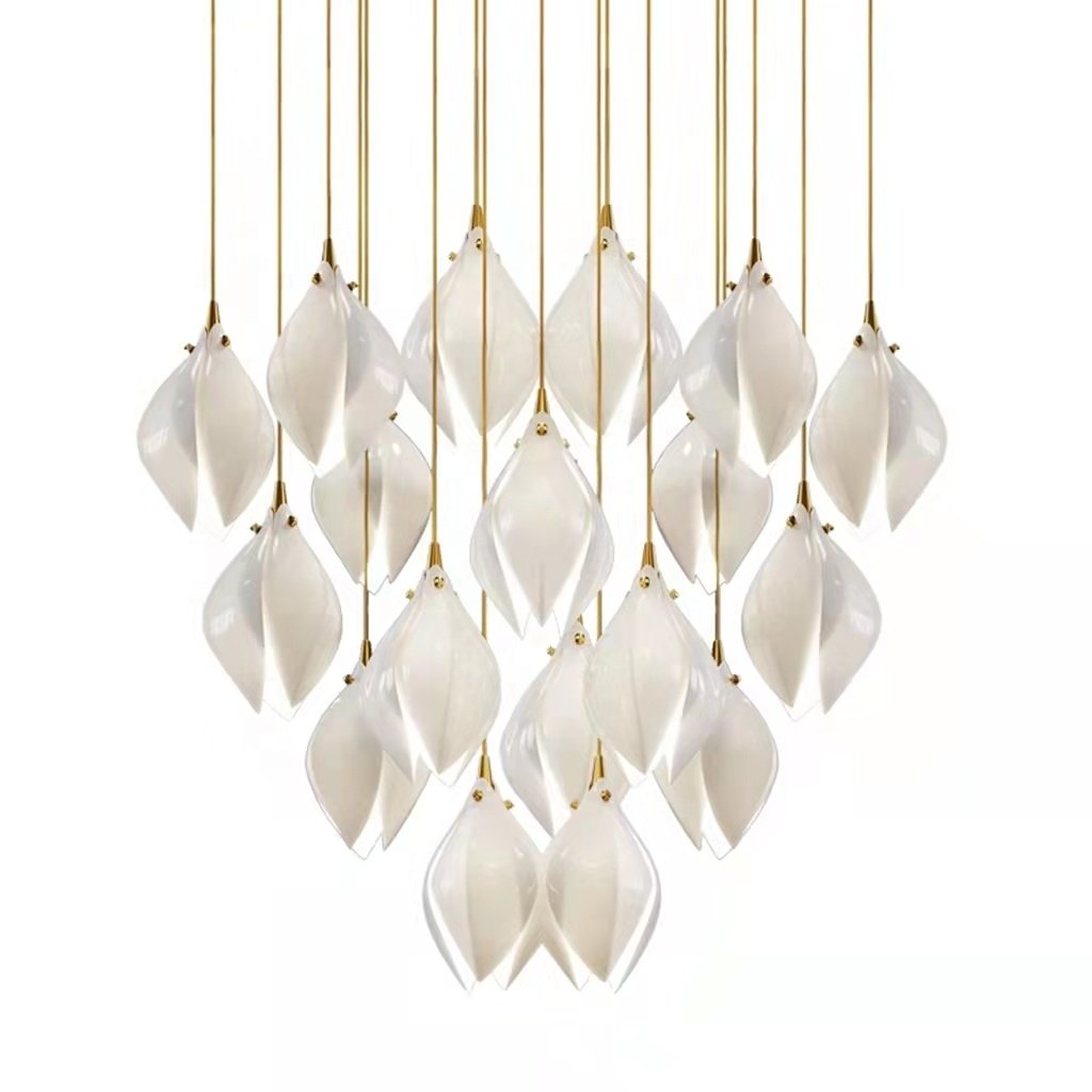 Customized luxury chandelier ceramics flowers ceiling lamp adjustable LED light