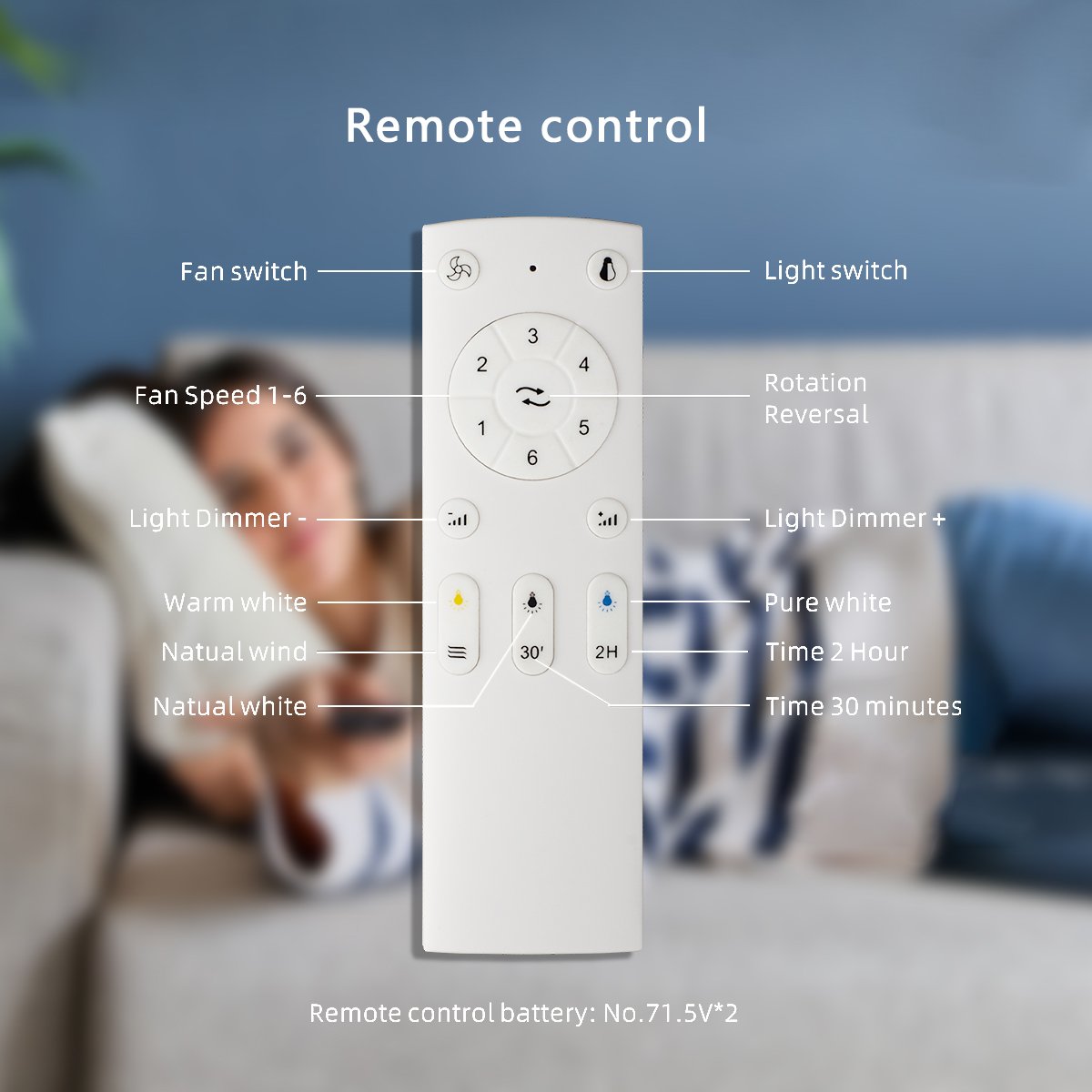 Solid Wood Ceiling Fan, Quiet DC Motor Indoor Outdoor Ceiling Fans with Lights Remote Control,Ceiling Fan for Living Room