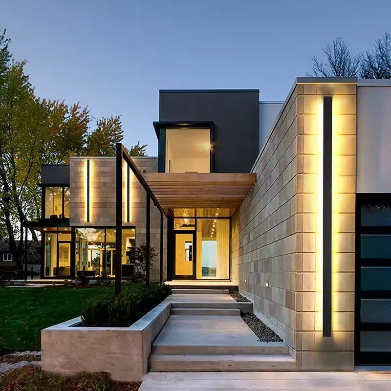 decoration long strip Wall Light Waterproof Garden courtyard black Led Simple Rectangle outdoor wall lamps