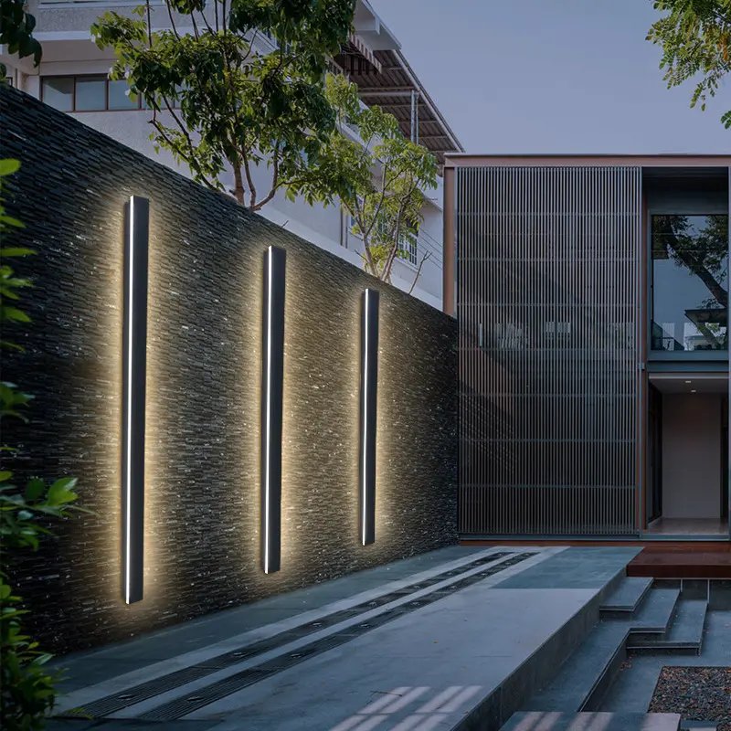 decoration long strip Wall Light Waterproof Garden courtyard black Led Simple Rectangle outdoor wall lamps