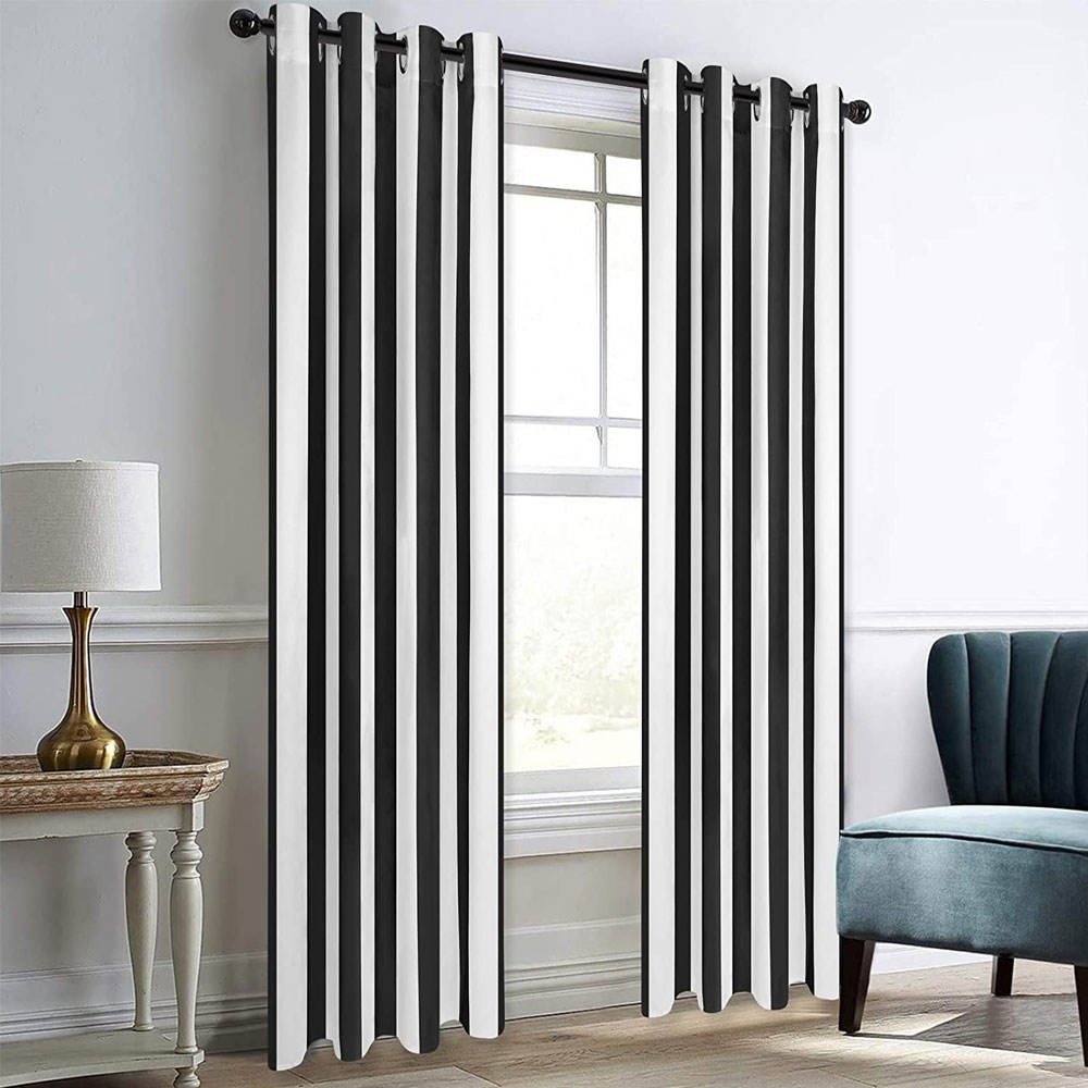 Most Popular Factory Price Embroidered Curtains For Home / Hot Sale 2024 New Arrivals Custom Logo Black And White Curtain