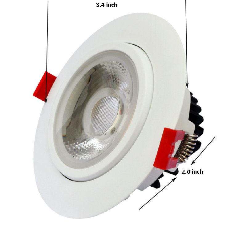 ETL 3 inch 7w Recessed LED Gimbal Down Light COB Ceiling IC Rated Optional Color Rotating Recessed Adjustable downlights