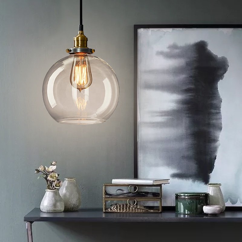 Nordic Luxury Hotel Hanging Lamp Modern Living Room Ceiling Lamp Fixture Kitchen Island Chandelier Led Glass Shade Pendant Light