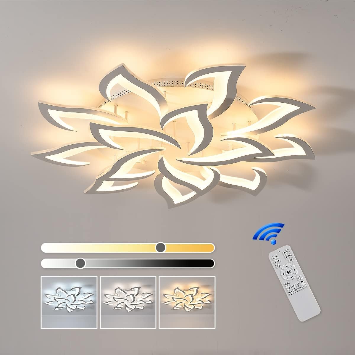 Modern Dimmable Led Ceiling Light for living room bedroom kitchen Flower Shape Ceiling Lamp