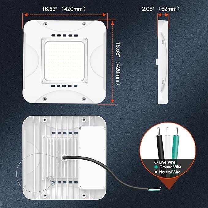 China Factory 200W White 27000Lm 135Lm/W 200W Ceiling Light Canopy Commercial & Industrial Lighting Ip65 For Gas Station