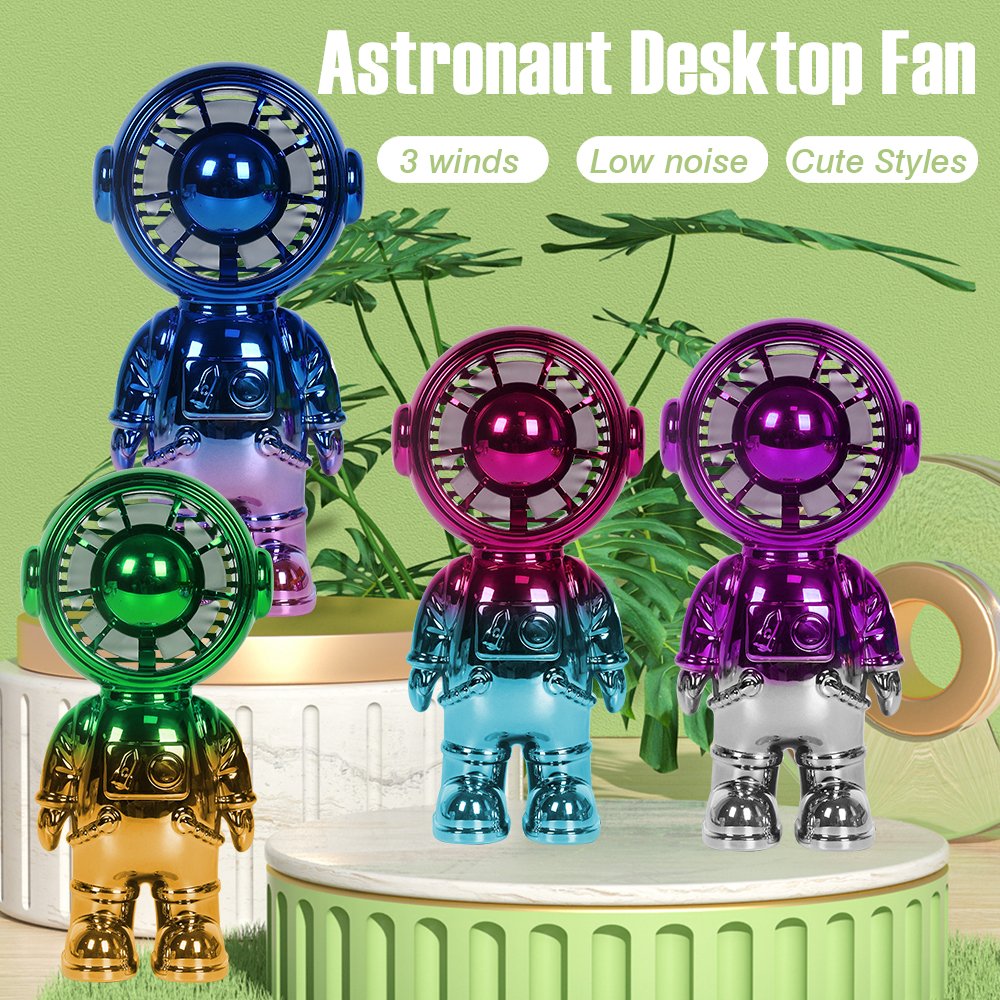 Mini portable astronaut hand electric fan cooler portable rechargeable small neck cooling handheld fan table standing fans toy