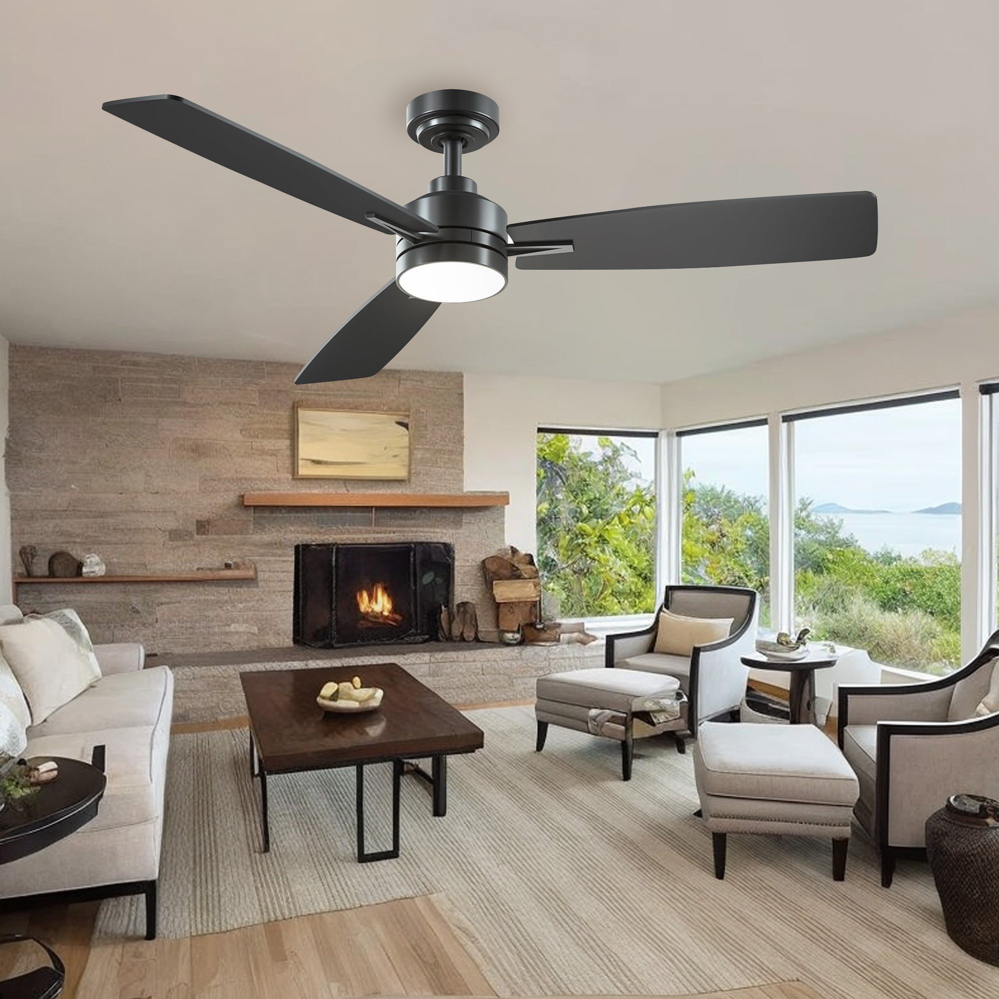 High quality practical chandeliers 52 Inch Modern Fan With Reversible Dc Motor For Patio Bedroom Ceiling Fan Lights With Remote