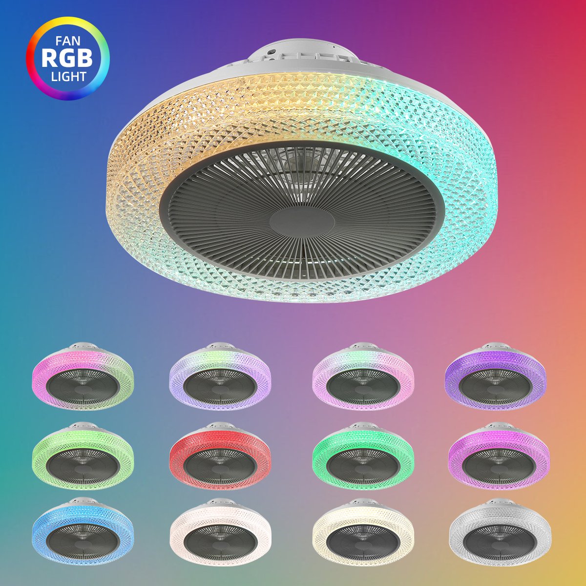 Smart APP Rgb Lamp Morden Fan Light Ceiling With Remote Control 20 inch Ceiling Fan Light For Bedroom