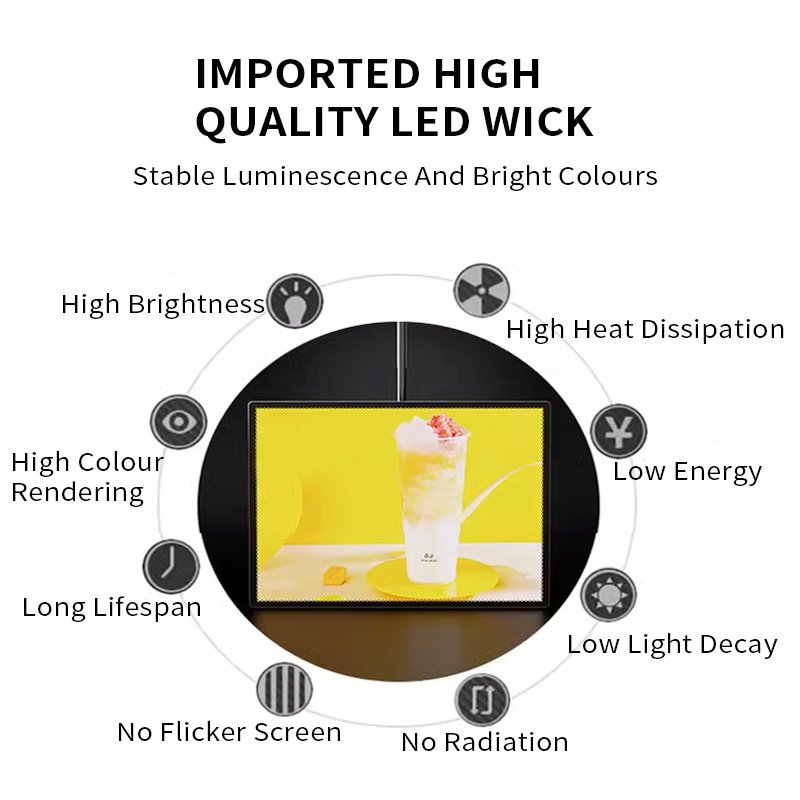 Rectangle Menu LED Light Box Advertising Poster Frame Illumination Billboard Marketing Product LED Light Box Wide Range If Use