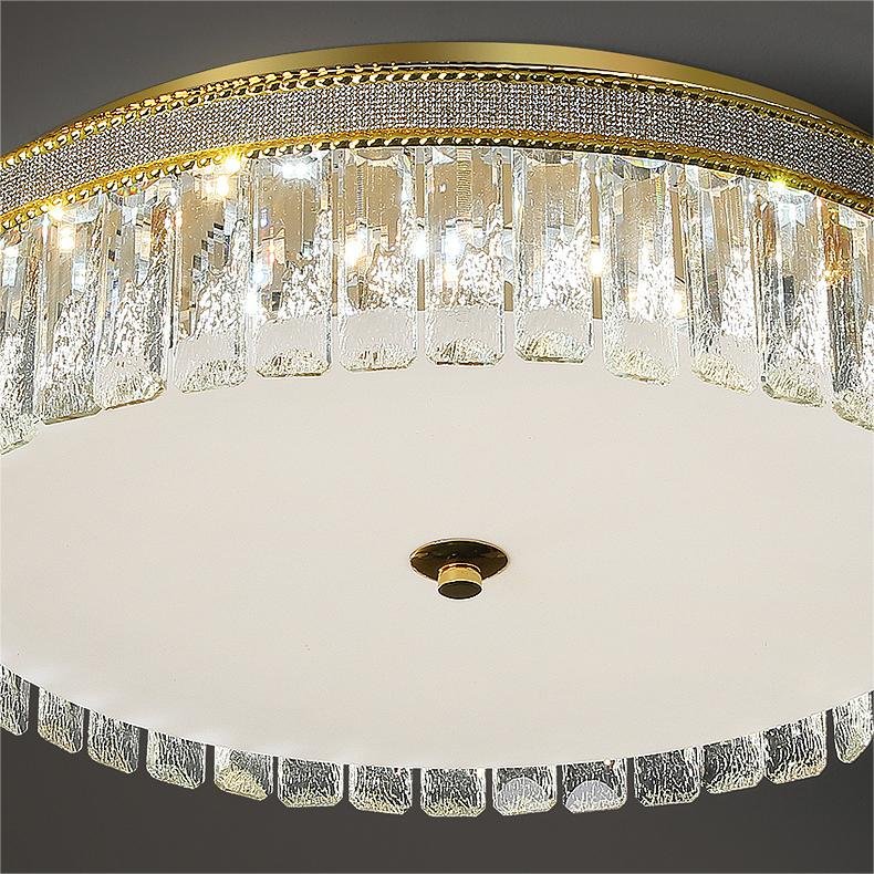 D15.8 Inch French Round Crystal Ceiling Light Luxurious Romantic Cream Ceiling Lamp Living Room Corridor Indoor Outdoor Lighting