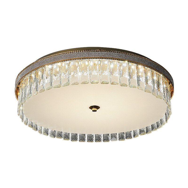 D15.8 Inch French Round Crystal Ceiling Light Luxurious Romantic Cream Ceiling Lamp Living Room Corridor Indoor Outdoor Lighting