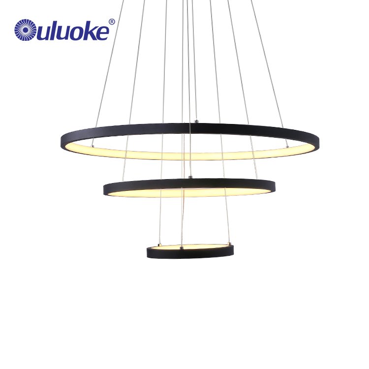 Hot Sale Modern Style Villa Home Decorative Acrylic Aluminum LED Chandelier Hanging Ring Pendant Light