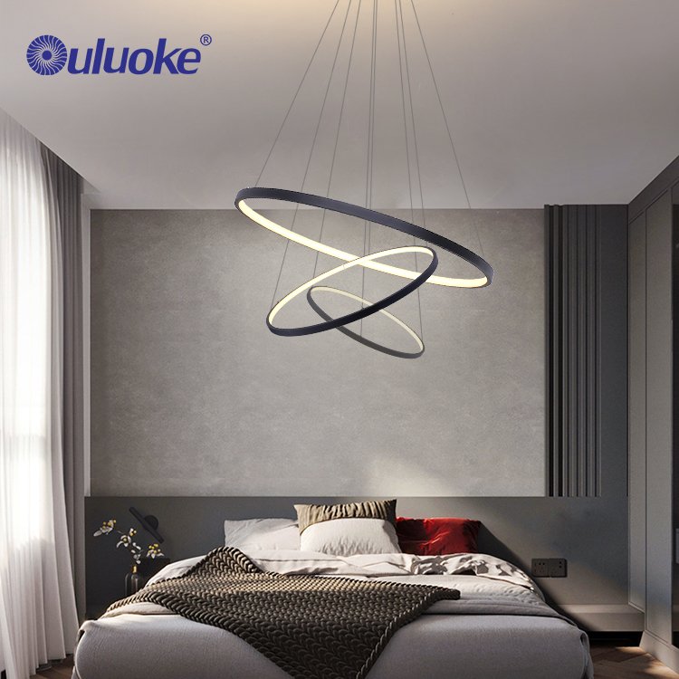 Hot Sale Modern Style Villa Home Decorative Acrylic Aluminum LED Chandelier Hanging Ring Pendant Light