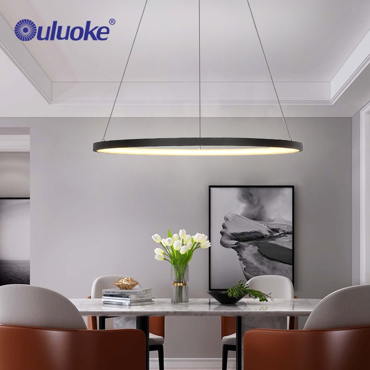 Hot Sale Modern Style Villa Home Decorative Acrylic Aluminum LED Chandelier Hanging Ring Pendant Light