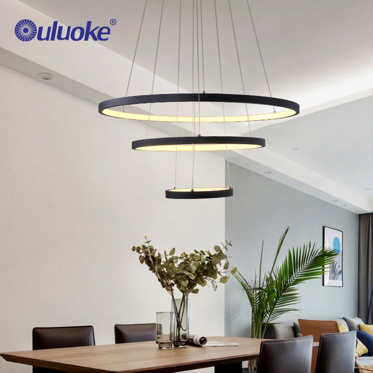 Hot Sale Modern Style Villa Home Decorative Acrylic Aluminum LED Chandelier Hanging Ring Pendant Light