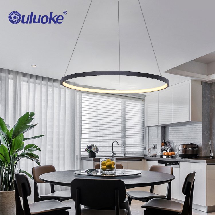 Hot Sale Modern Style Villa Home Decorative Acrylic Aluminum LED Chandelier Hanging Ring Pendant Light