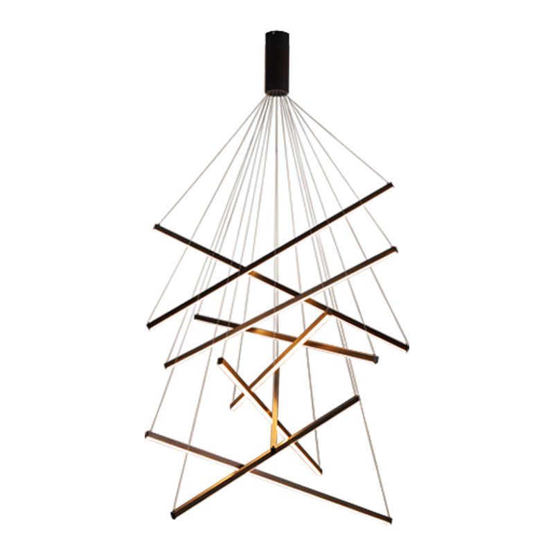 Modern Simple Tube Pipe Led Linear Chandelier Artistic Dining Room Black Finish LED Pendant Lights For House Staircase Villa