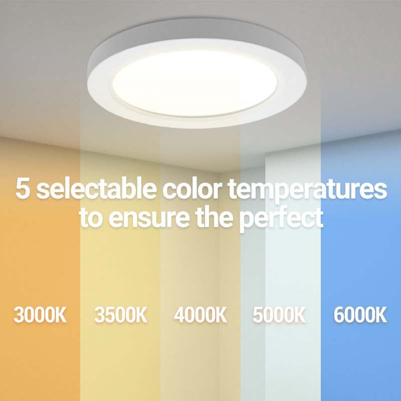 Woojong Modern LED Ceiling Lamp High-Efficacy 18W/24W 5 CCT IP44 UL Certified for Living Room & Outdoor Use