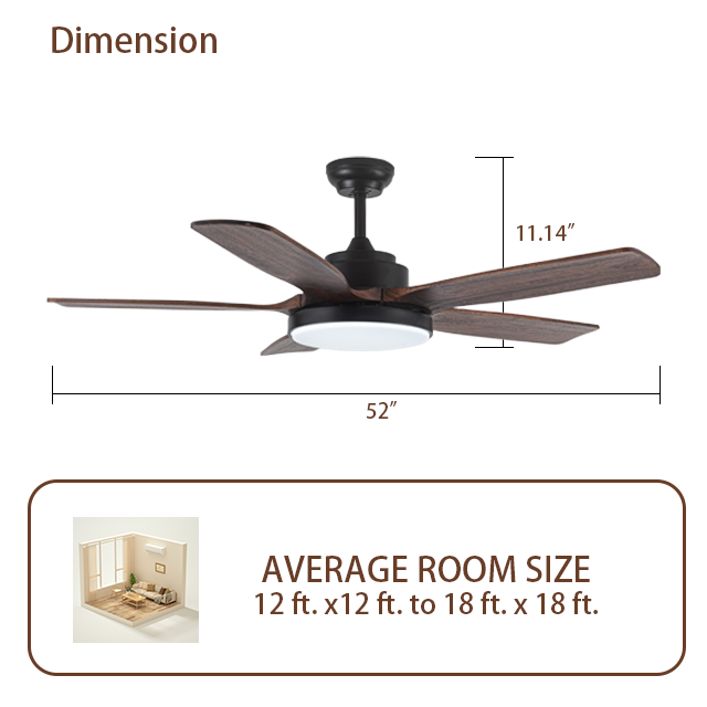 Factory Production Drop Shipping 52 Inch Modern Dc Motor Remote Control Solid Wood Blade Led Ceiling Fan With Light