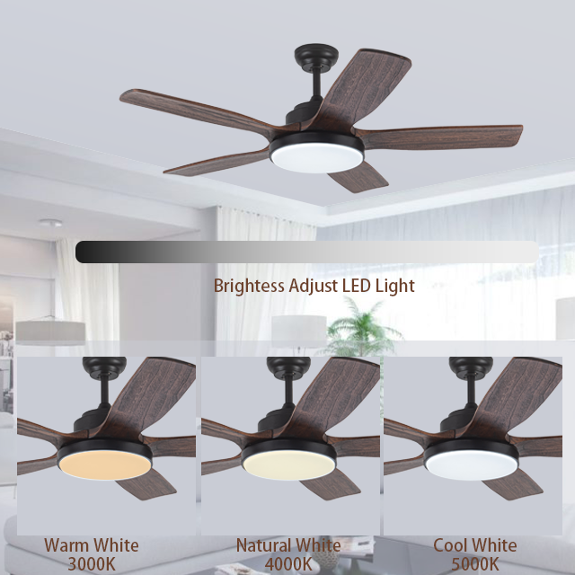 Factory Production Drop Shipping 52 Inch Modern Dc Motor Remote Control Solid Wood Blade Led Ceiling Fan With Light