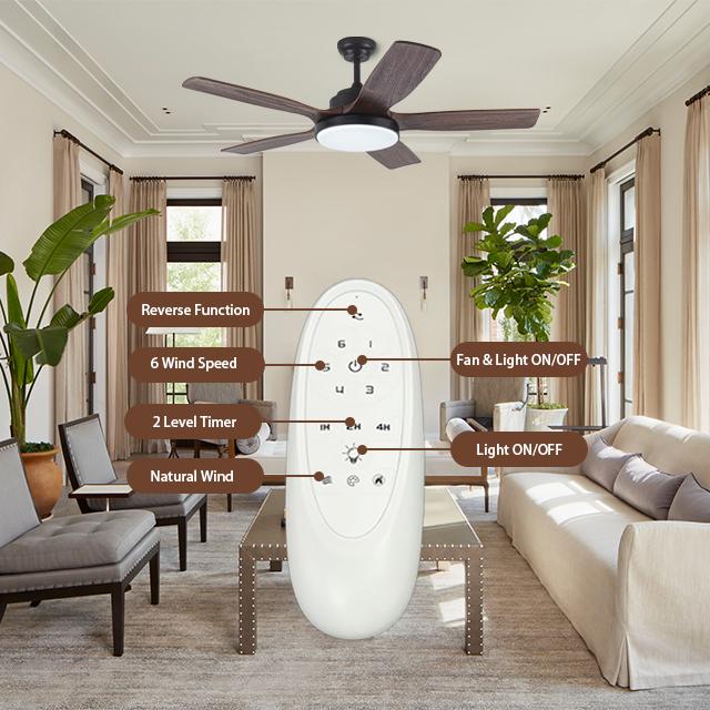 Factory Production Drop Shipping 52 Inch Modern Dc Motor Remote Control Solid Wood Blade Led Ceiling Fan With Light