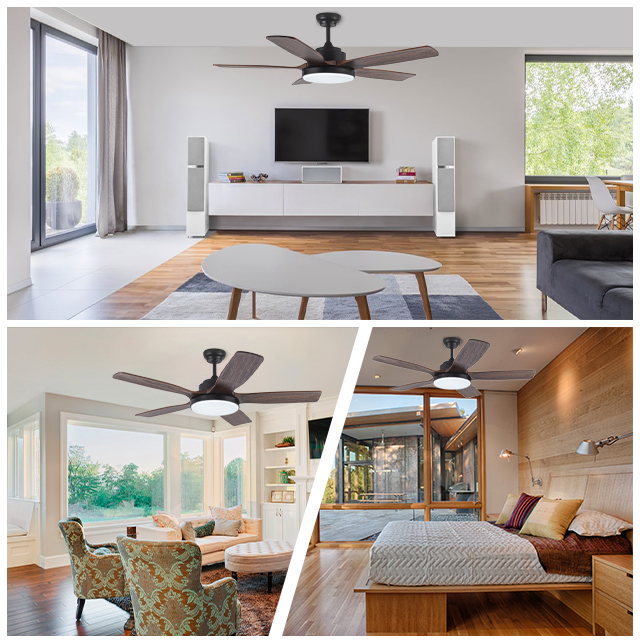 Factory Production Drop Shipping 52 Inch Modern Dc Motor Remote Control Solid Wood Blade Led Ceiling Fan With Light