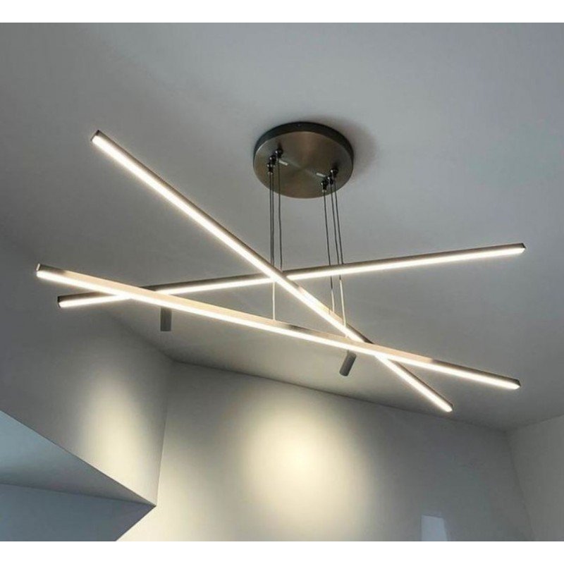 New Design Minimalist Led Hotel Restaurant Office Metal Belt Shape lighting line Office Simple Chandelier Lamp