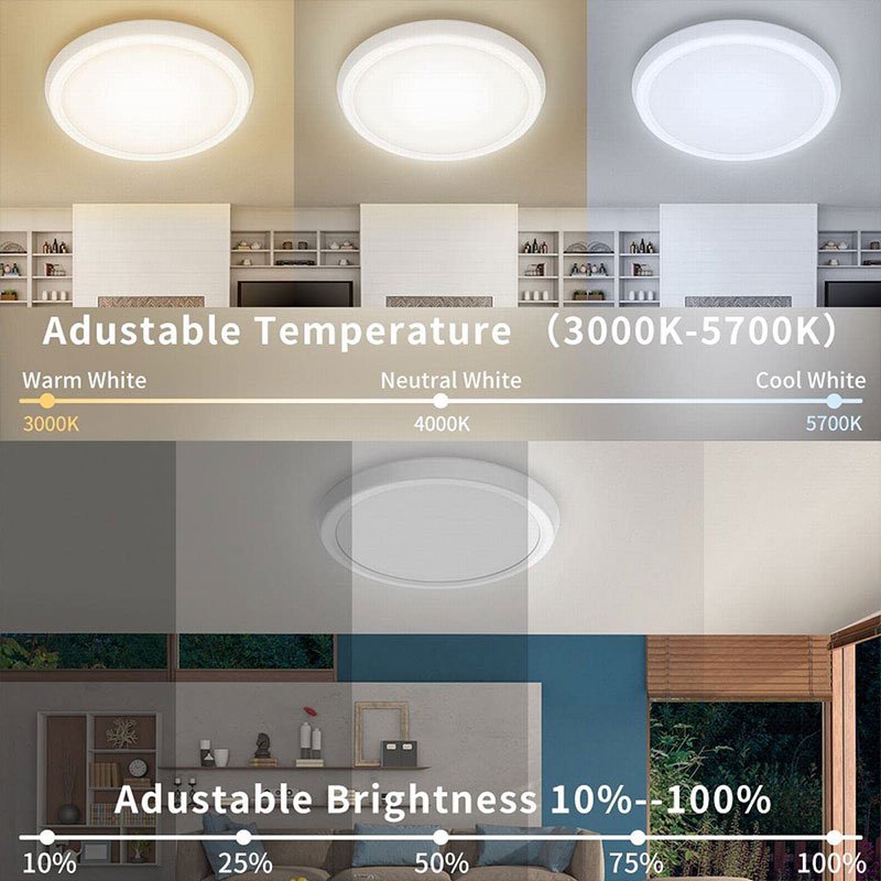 Round Mounted Frameless Led Ceiling Light Tuya Smart Wifi Panel Light Aluminum Plastic RGBW Dimmable App Remote Control 18w 24w