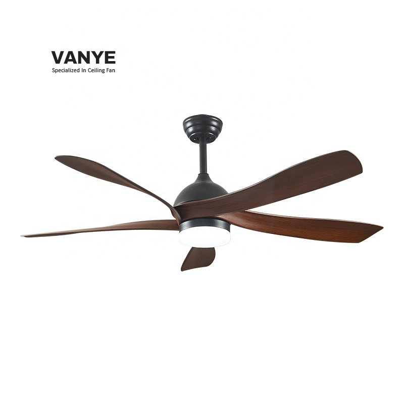 Modern 56-Inch High Speed Indoor Outdoor Farmhouse Ceiling Fan with LED Light and Remote Industrial Black 5 Blades Design