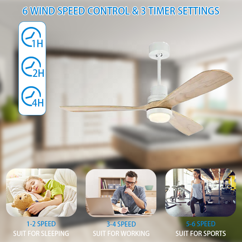 3 wooden blades 52" ceiling fan with light DC motor re reversible indoor outdoor chandelier ceiling fan light