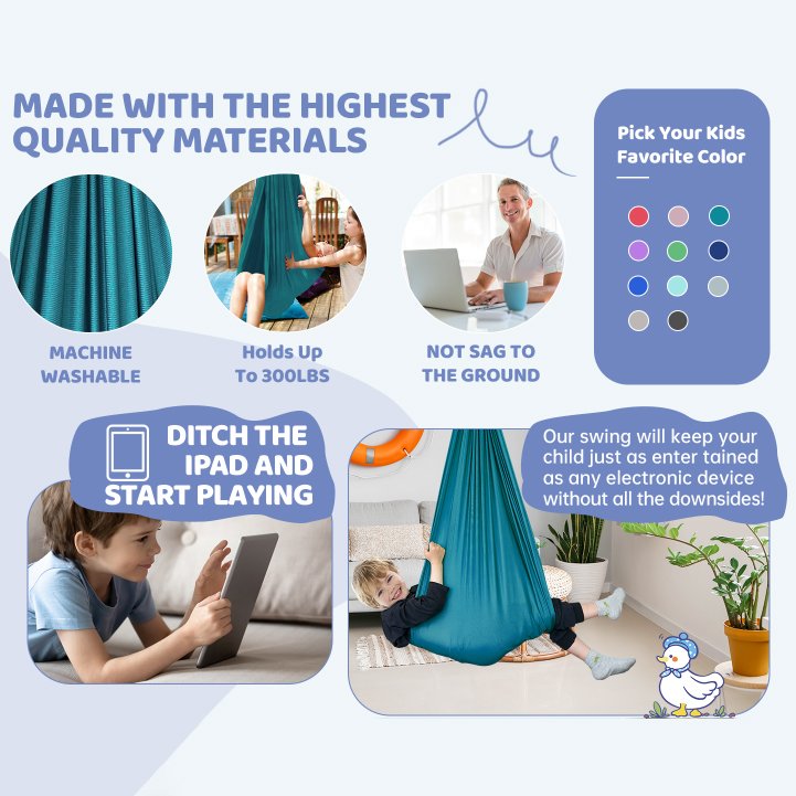 Indoor Outdoor Therapy Sensory Training Baby Light Weight Yoga Hammock Swing for Children with Special Needs CE