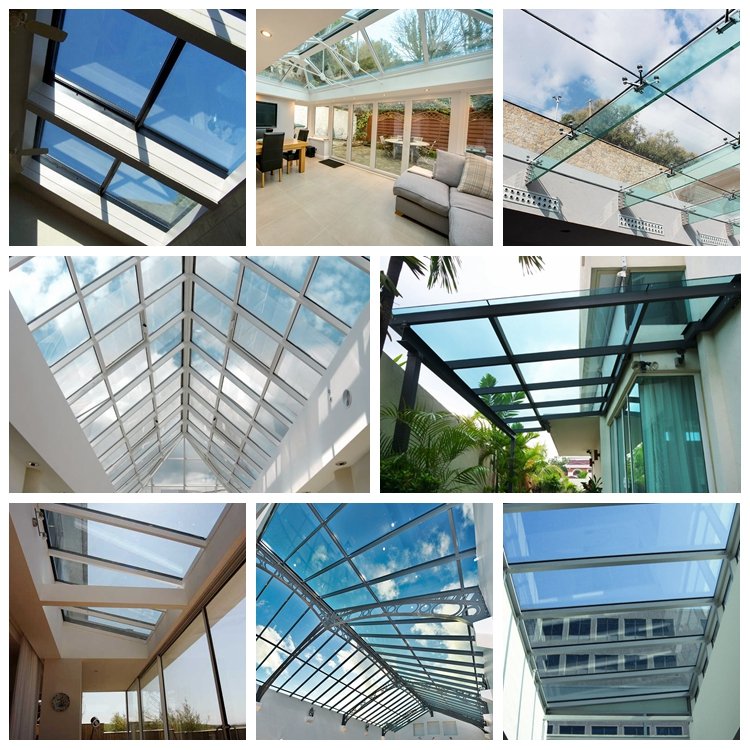 tempered laminated glass roof wholesale security toughened sandwich glass panel for sliding retractable skylight awning ceiling