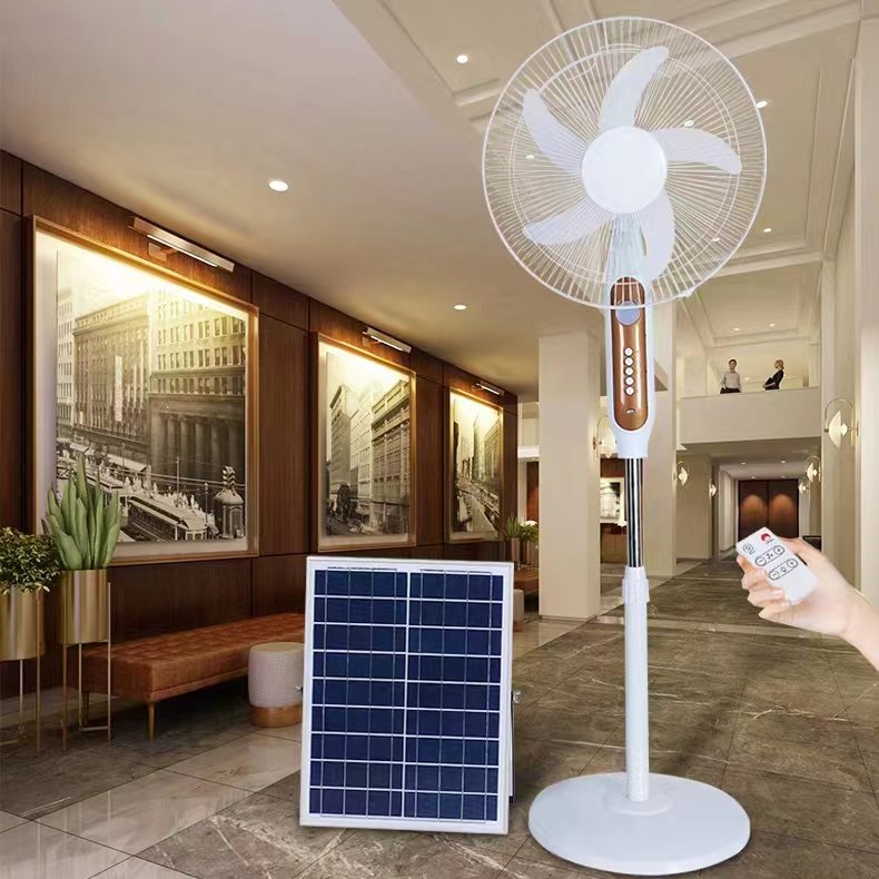 Factory Solar Energy Standing Fan Portable Solar Panel Rechargeable Battery Remote Home Indoor Outdoor Solar Powered Solar Fan