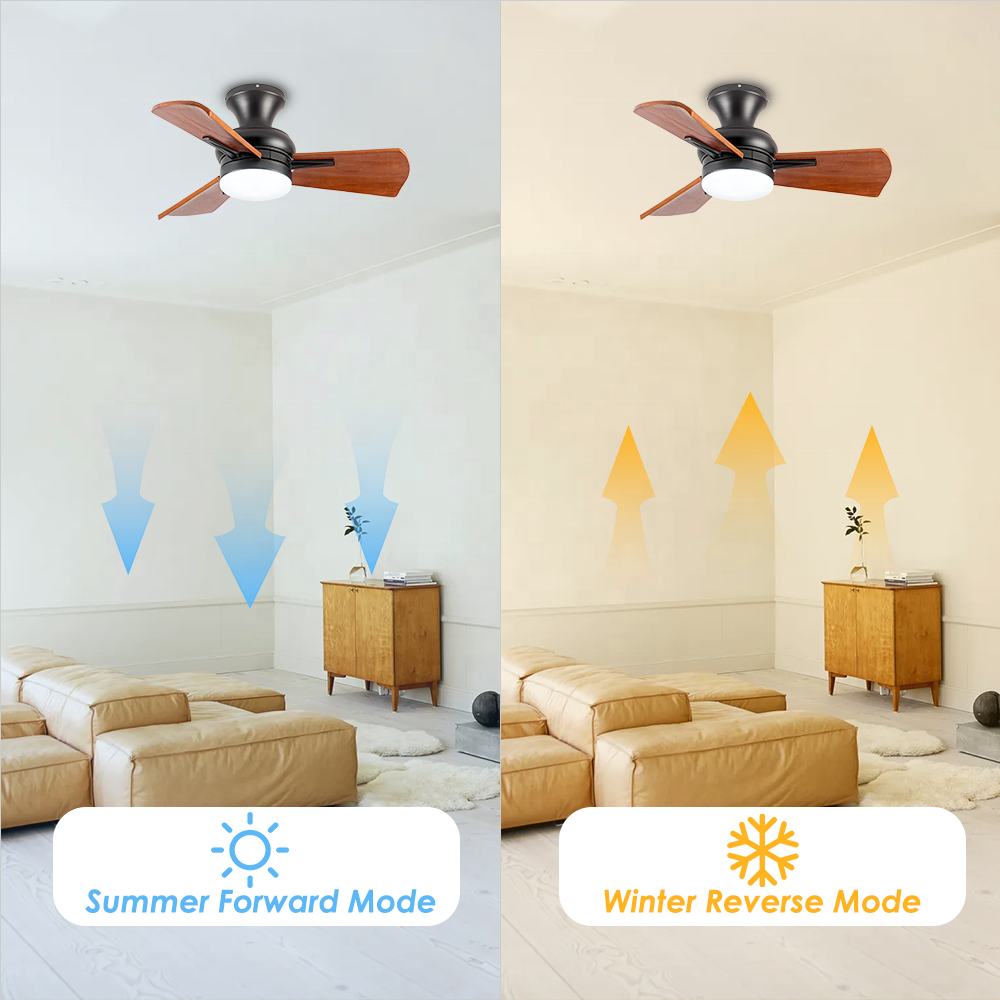 36" Simple Ceiling Fan With LED Light High Airflow 3 wooden DC remote Ceiling Fan light