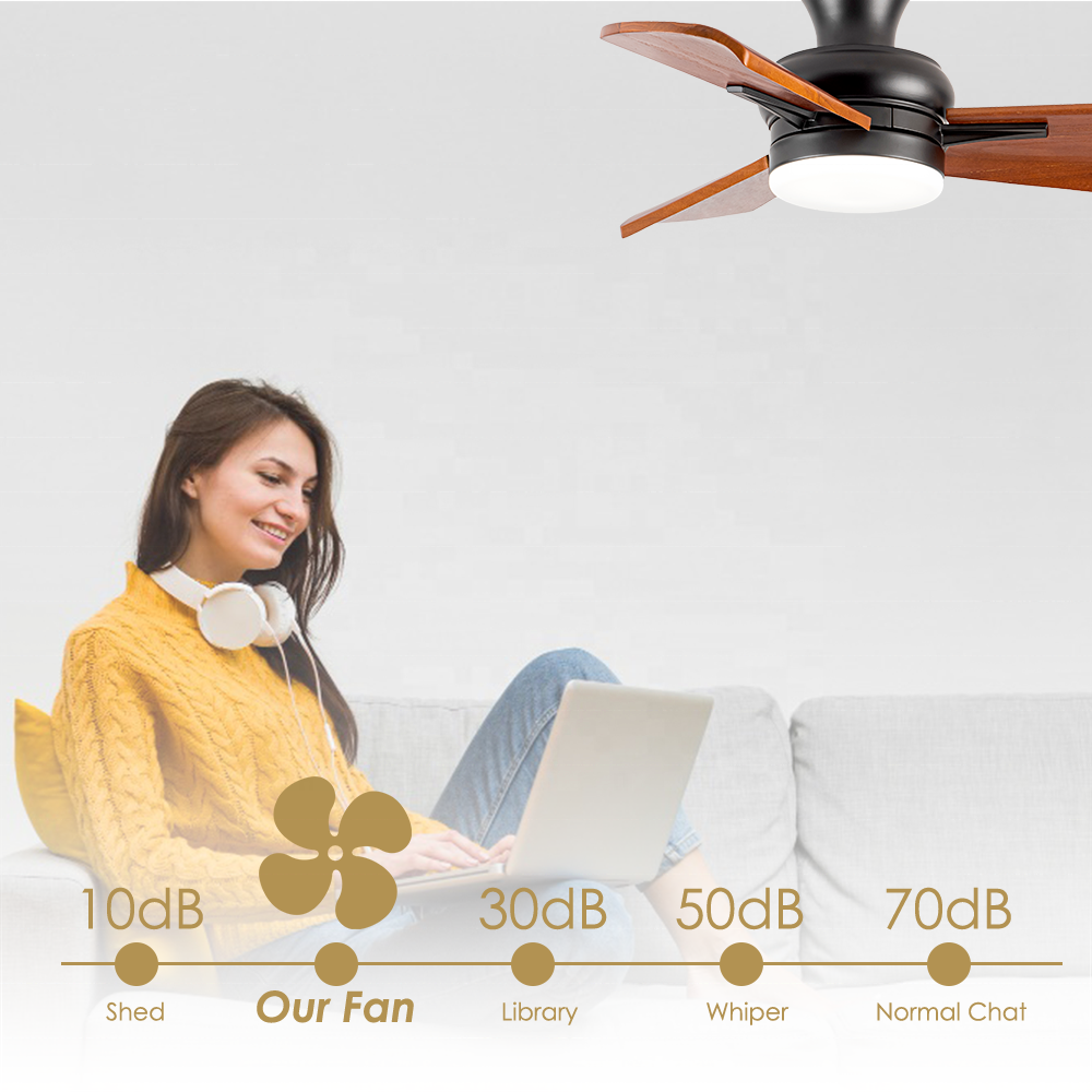36" Simple Ceiling Fan With LED Light High Airflow 3 wooden DC remote Ceiling Fan light