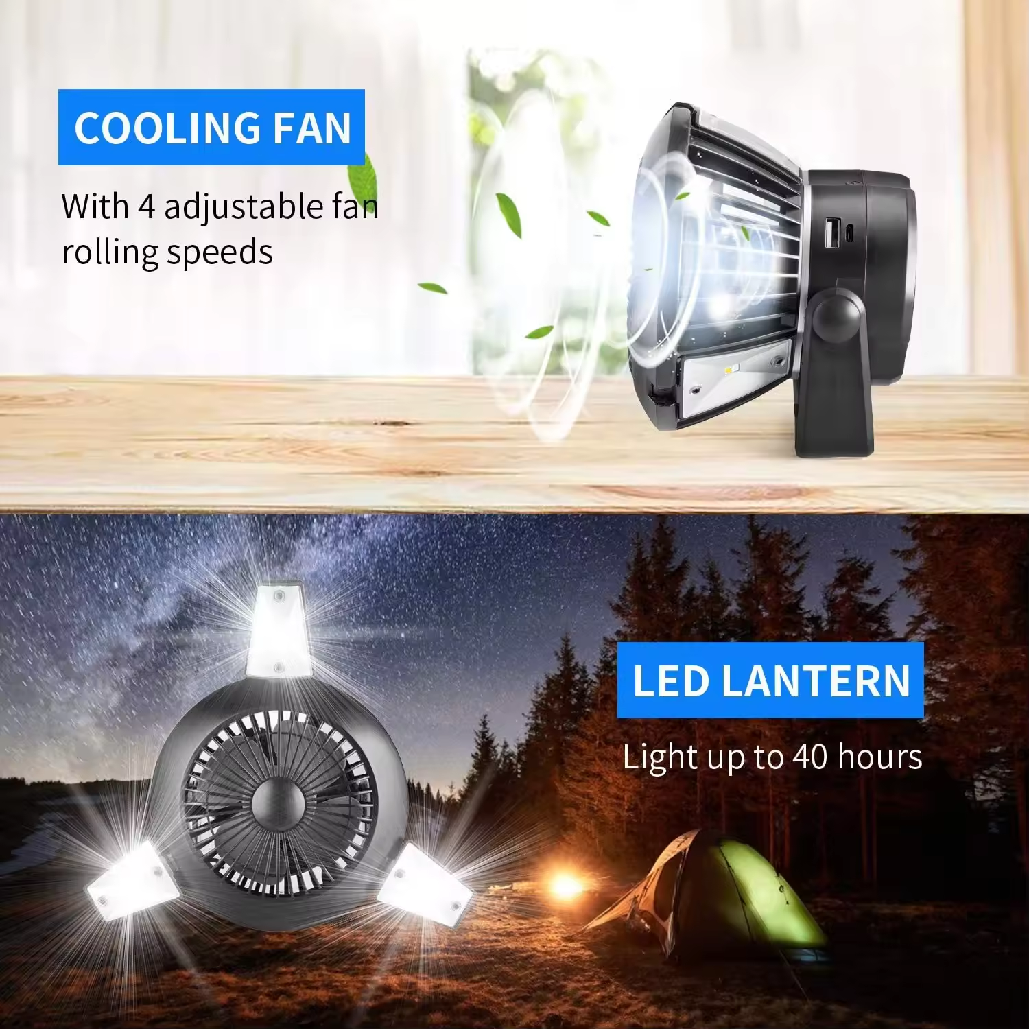 NB Favour Outdoor LED Light Tent Accessory USB Rechargeable Portable Solar Electric Ceiling Fan Chair Gym School Folding Garden