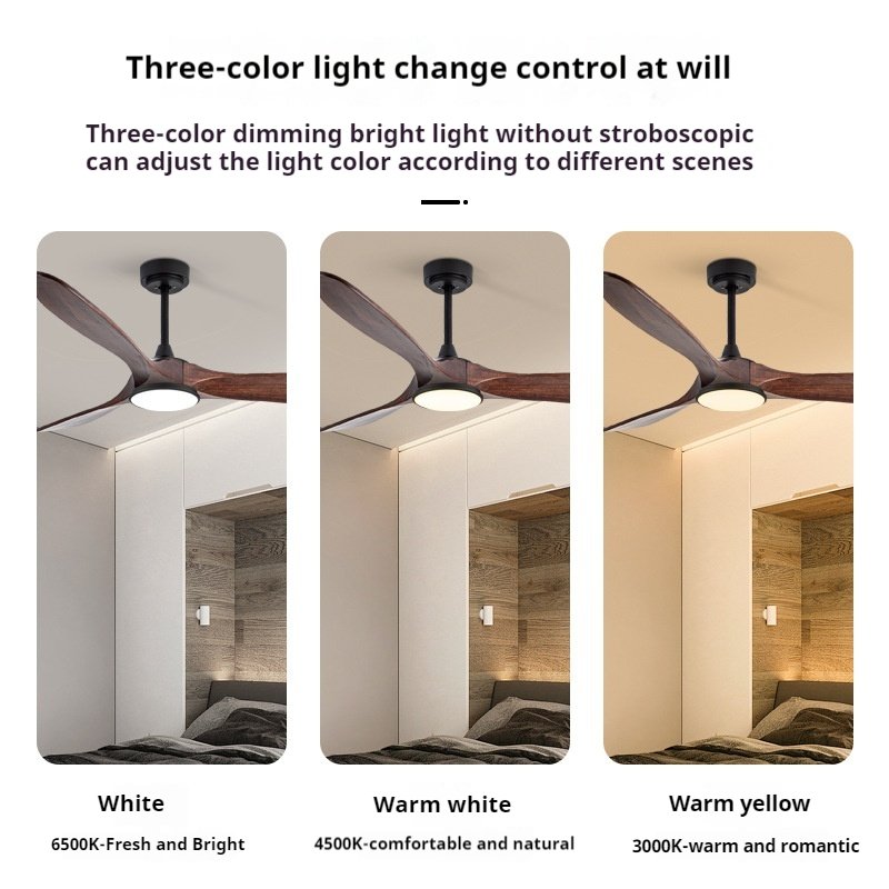Wholesale Tri Colored Light Remote Control Ceiling Fan Led Ceiling Fans For Hotel Fan Ceiling With Six Wind Wood