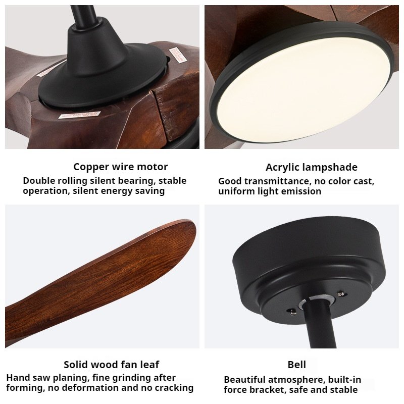 Wholesale Tri Colored Light Remote Control Ceiling Fan Led Ceiling Fans For Hotel Fan Ceiling With Six Wind Wood