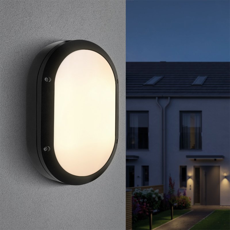 Outdoor IP65 outdoor Oval LED Wall Lamp 9W 12W Wall Bulkhead Light e27 outdoor bulkhead