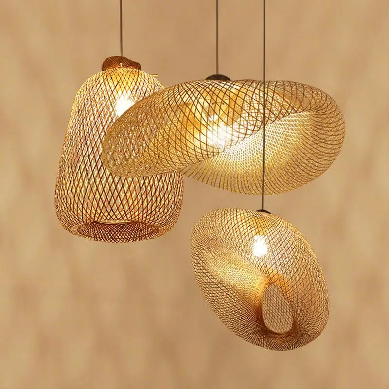 Lampshade frames wholesale product bamboo handmade vietnam rattan lamp shades covers hanging living room decor pendant light
