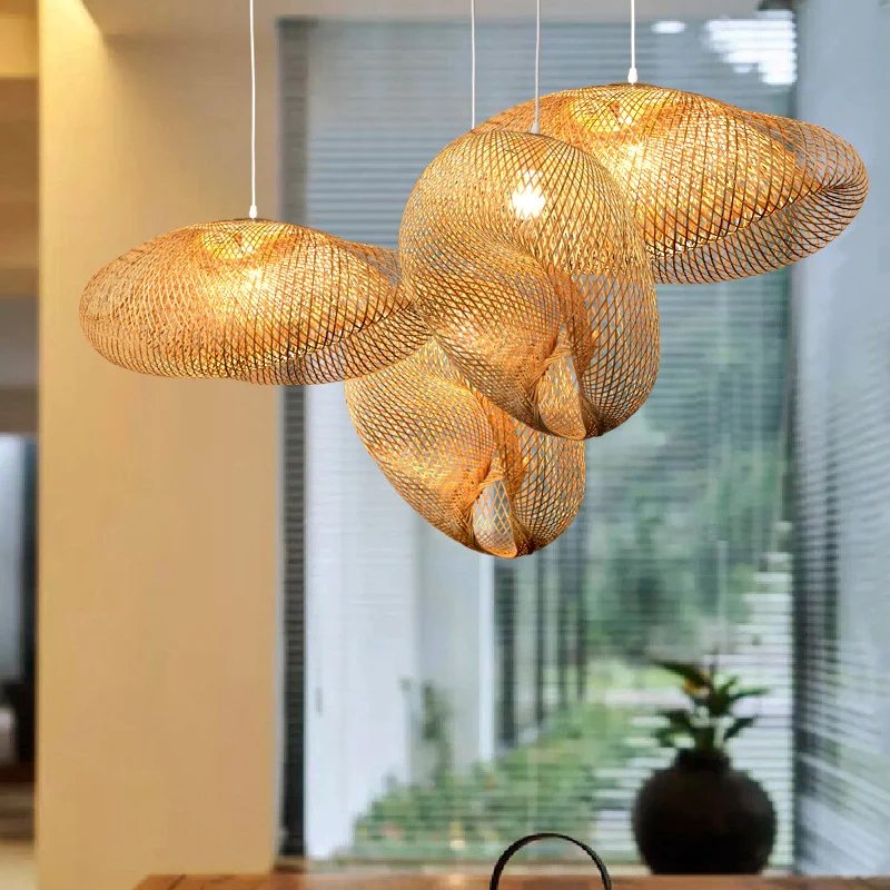 Lampshade frames wholesale product bamboo handmade vietnam rattan lamp shades covers hanging living room decor pendant light