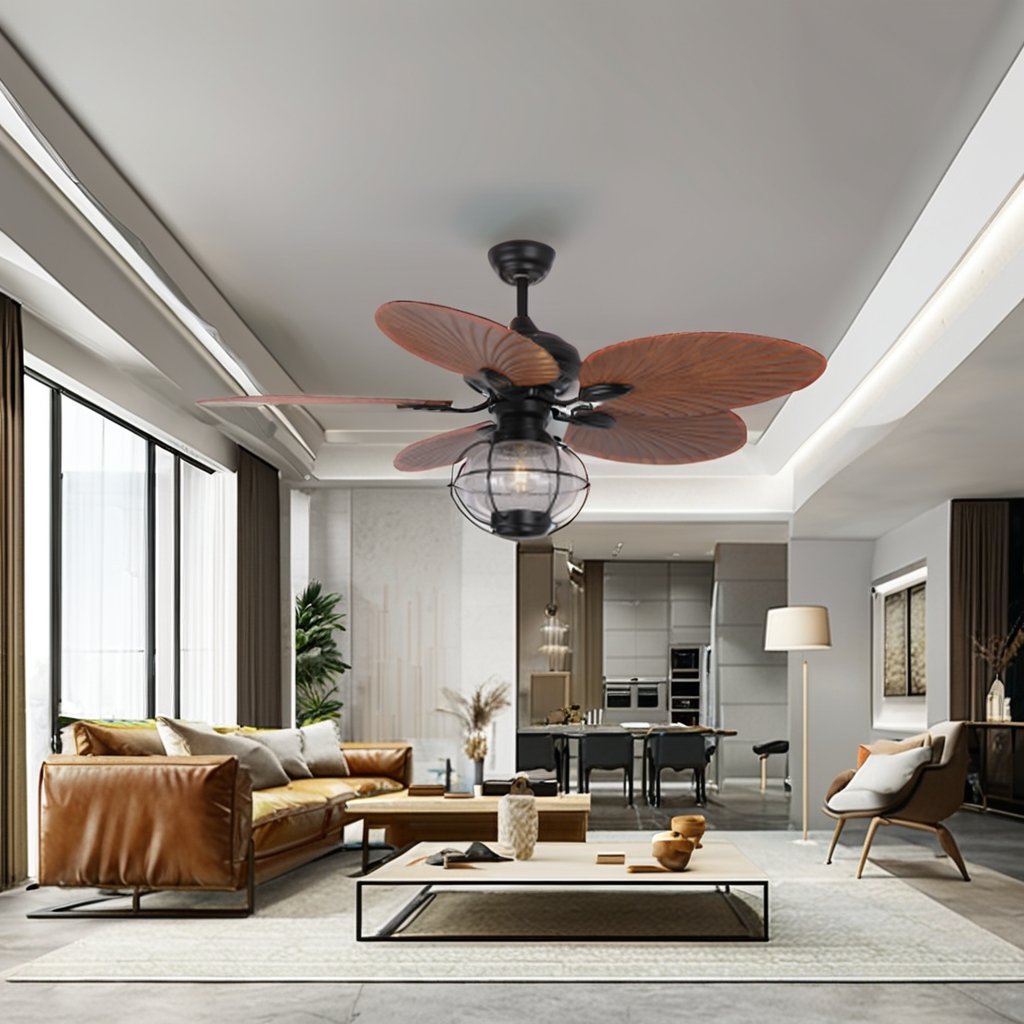 Industrial 42 inch Ceiling Fan Light Outdoor Pavilion Modern Pendant Light Bedroom DC Remote Control Fan Light