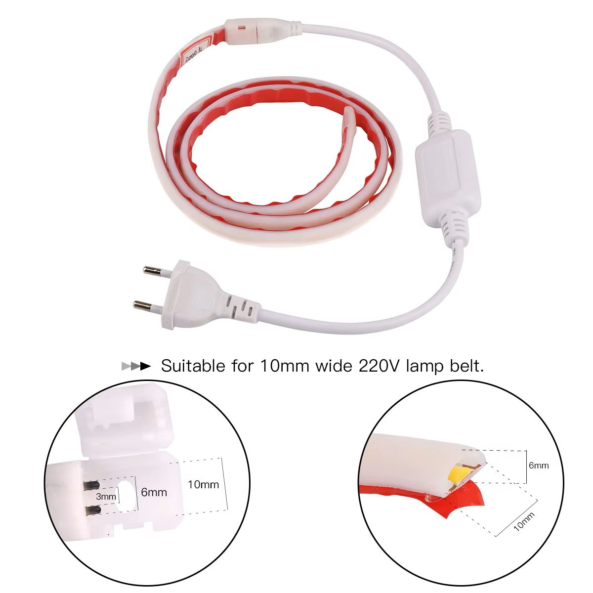 110V 220V 230V Cob LED Strip with Plug Connector Waterproof 288 LEDS/m Warm/Neutral/White Indoor Outdoor Decor Led Light Strip