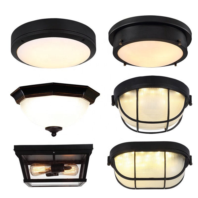 Factory Customization Vintage Ceiling Light Hotel Bedroom Corridor Kitchen Island Loft Retro Black Aluminum Ceiling Light