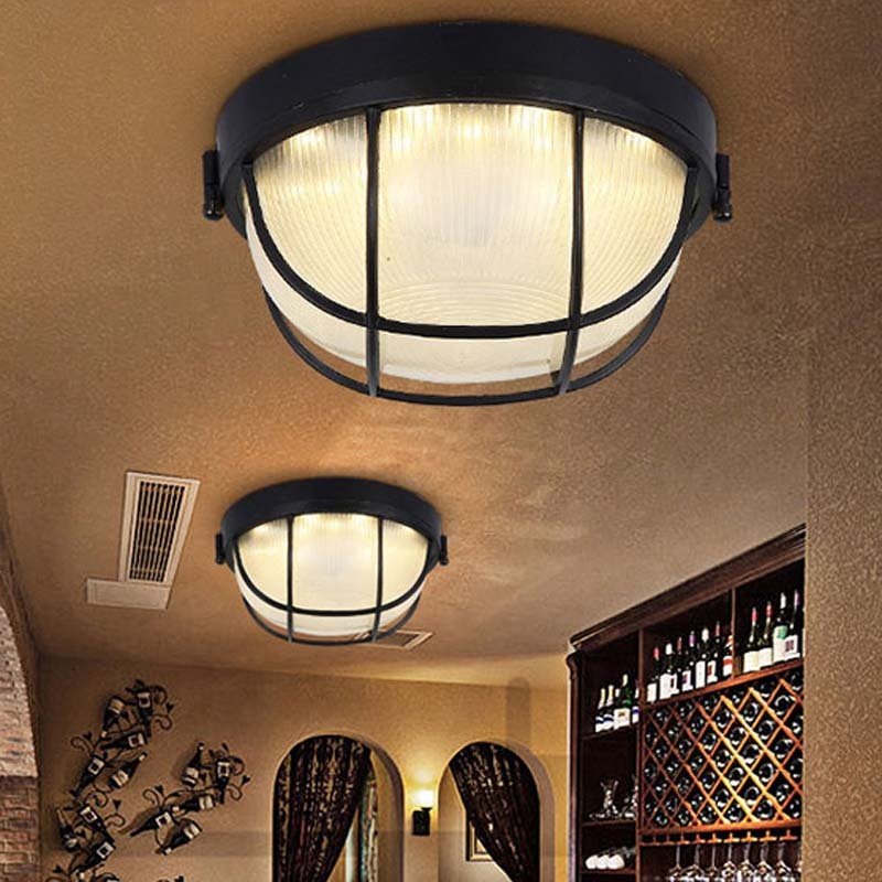 Factory Customization Vintage Ceiling Light Hotel Bedroom Corridor Kitchen Island Loft Retro Black Aluminum Ceiling Light