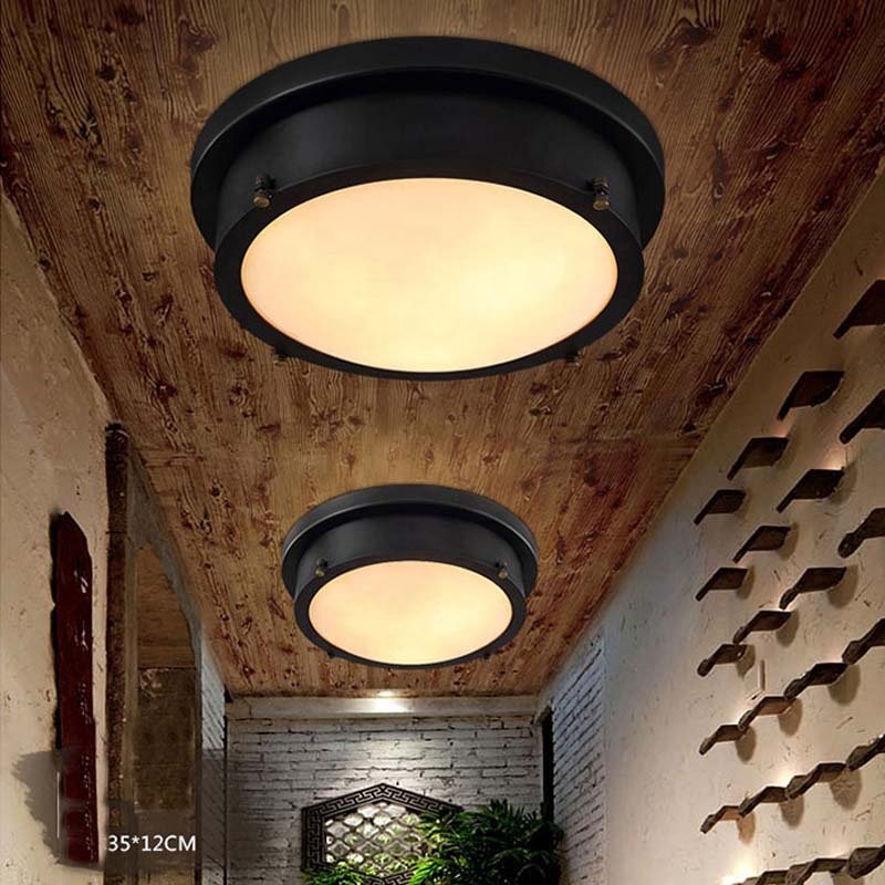Factory Customization Vintage Ceiling Light Hotel Bedroom Corridor Kitchen Island Loft Retro Black Aluminum Ceiling Light