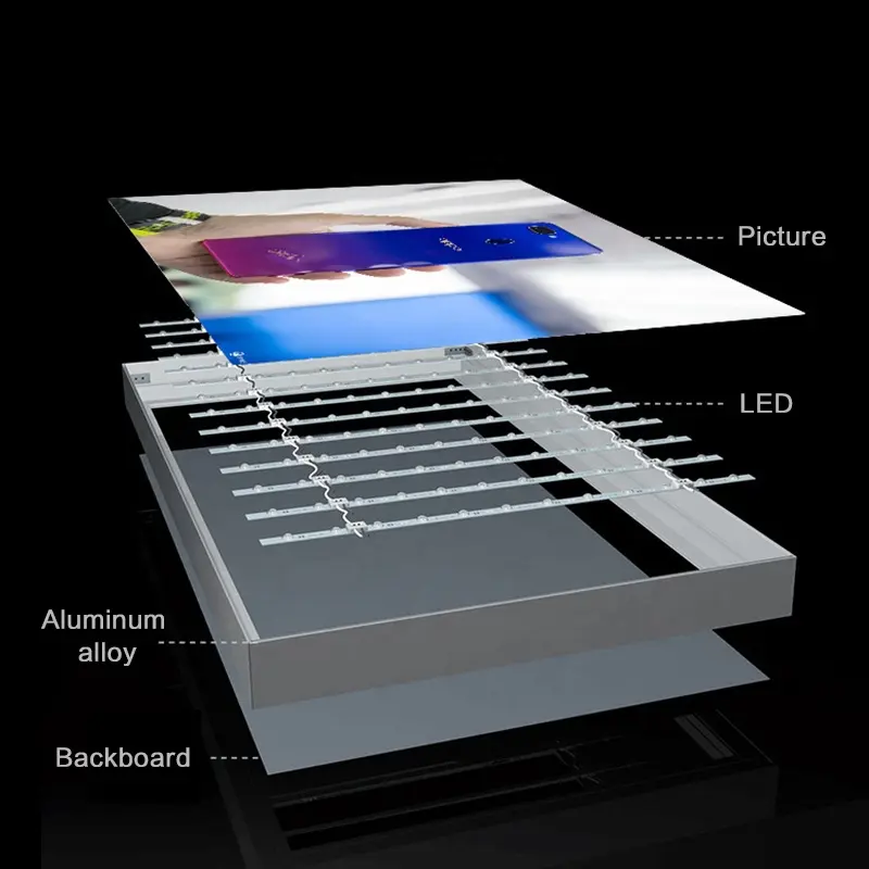 Custom frameless aluminum alloy frame wall-mounted poster frame ultra-thin thickness convenient borderless light box