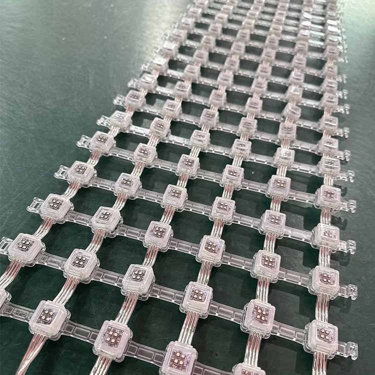 transparent p4o outdoor ip68 flexible scrolling led mesh screen for ceiling display