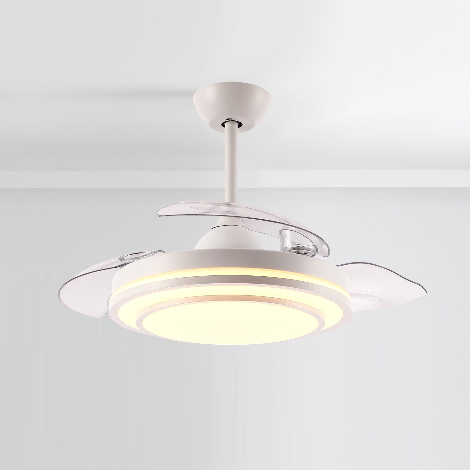 Modernos baratos mejores los sin aspas led lamparas silenciosos retractil control remoto abanico ventiladores de techo con luz
